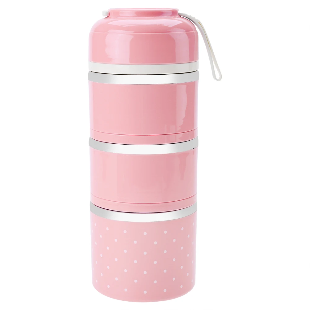 

3 Layers Lunch Box Stainless Steel Food Storage Container Kids Bento Box Pink