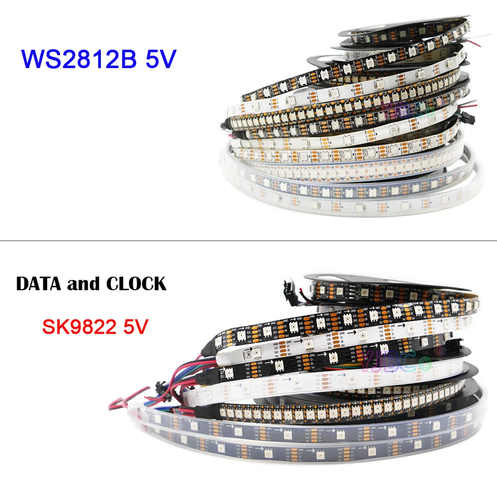 

DC5V full color WS2812B Magic Lights Tape 30/60/144 pixels/m APA102 LED Strip SK9822 DATA and CLOCK 5050 RGB Lamp IP30/IP65/IP67