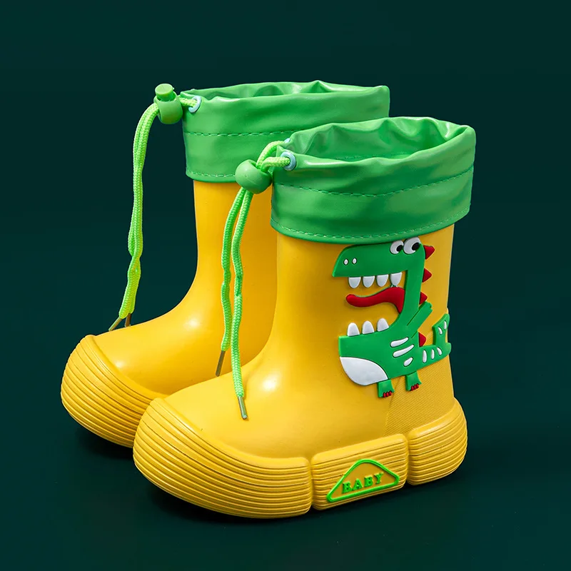 

2-7Y Children Rain Boots Waterproof Baby Boys Girls Summer Flat Heel EVA Slip-on Cartoon Fishing Non-slip Kids Shoes Hw29