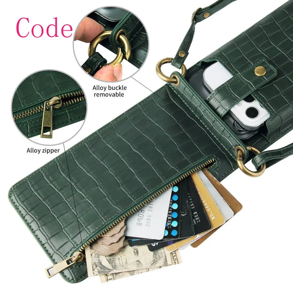 

Роскошная модная сумка для телефона, темно-зеленая многофункциональная сумка через плечо, ретро мини крокодиловая текстура, кошелек для монет, чехол для телефона