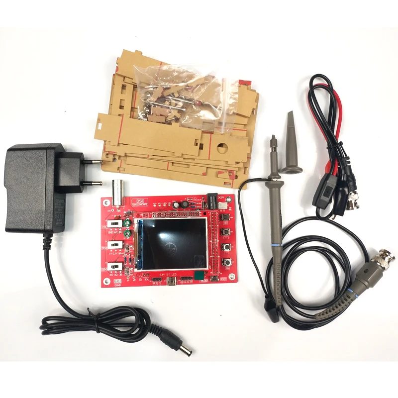 Entrada-nível Handheld Osciloscópio Digital Osciloscópio Eletrônico Iniciante Aprendizagem Kit P6100 Teste Sondas 9v 1a Adpater