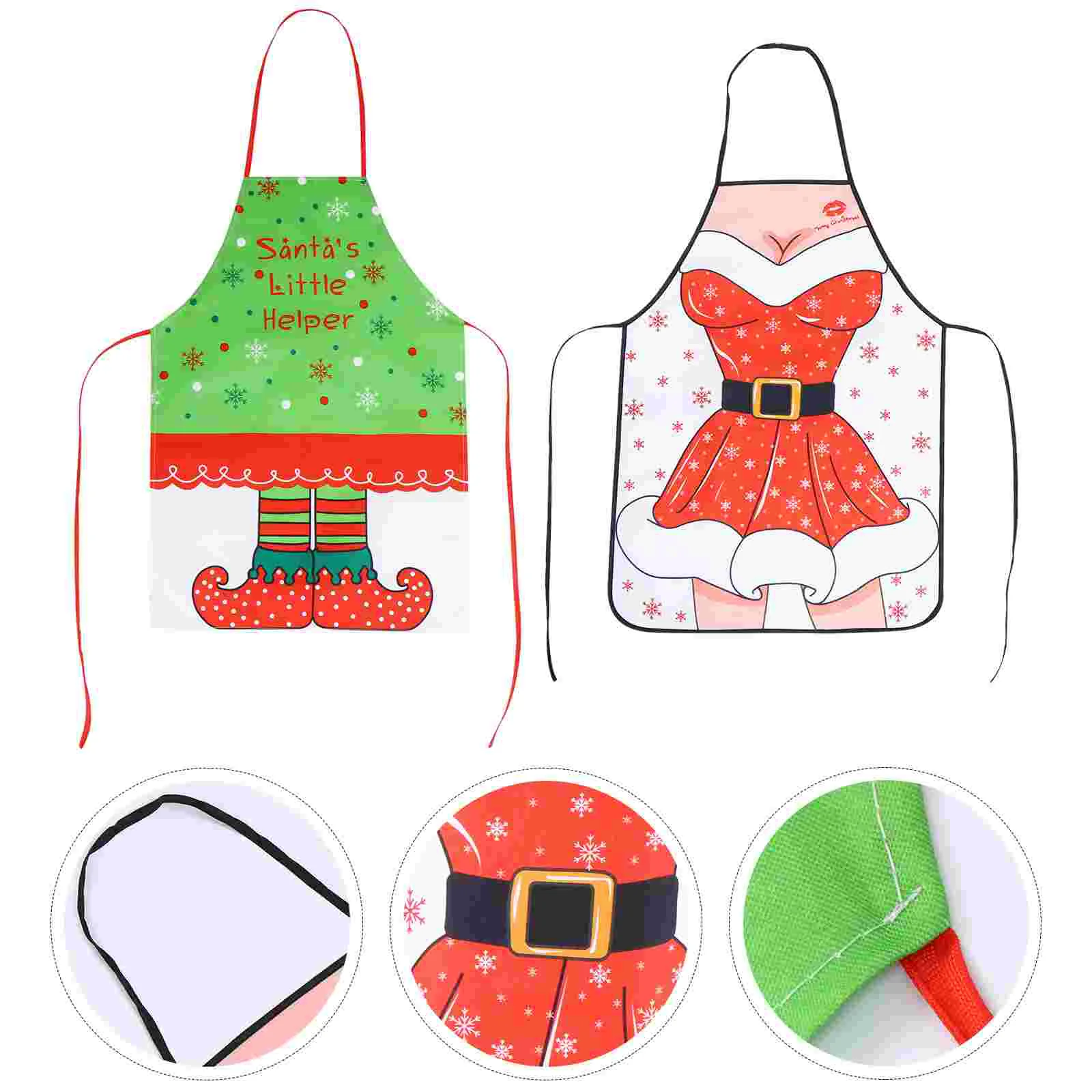 

Apron Christmas Kitchen Cooking Aprons Set Cartoon Dinner Funny Clothing Cute Holiday Printed Snowman Smock Grooming Barber