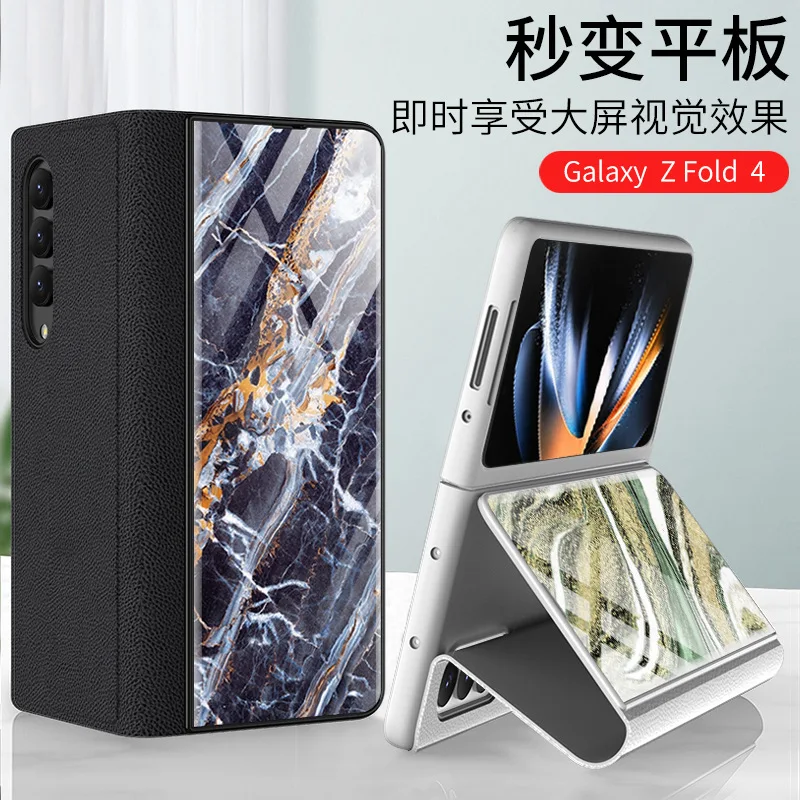 

Tempered Glass Leather Case fFor Samsung Galaxy Z Fold 4 Case For F9360 Case