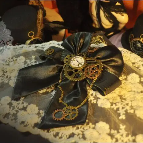 

Steampunk Retro Bow tie Chain Iron Gear Black Women Vintage