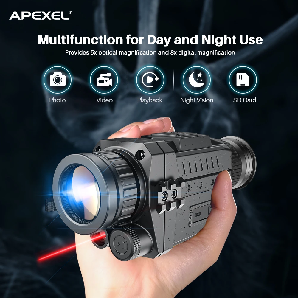 

APEXEL Hunting Night Vision Device Infrared Optical Monocular HD Digital Zoom Photo with LCD Screen Zoom Telescope Monoculars