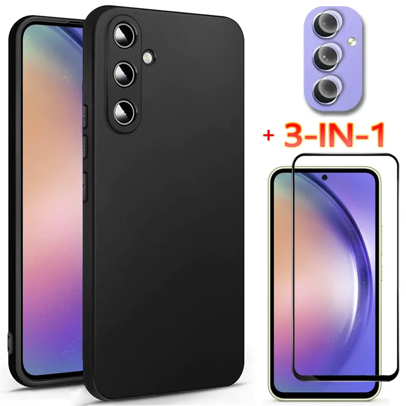 

a54 5g case, tempered glass + tpu case for samsung galaxy a54 soft anti-shock phone cases a54 5g samsung a 54 cover samsung a54