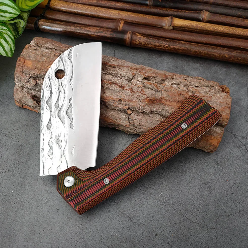 Складной нож для мяса 5Cr15 ручное кованое лезвие кухонные ножи с ручкой G10