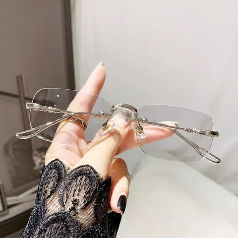 MOONBIFFY Прозрачные прямоугольные очки без оправы