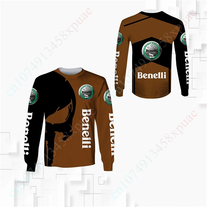 

Футболка Benelli для мужчин и женщин, повседневная сухая футболка оверсайз с длинным рукавом и круглым вырезом, унисекс
