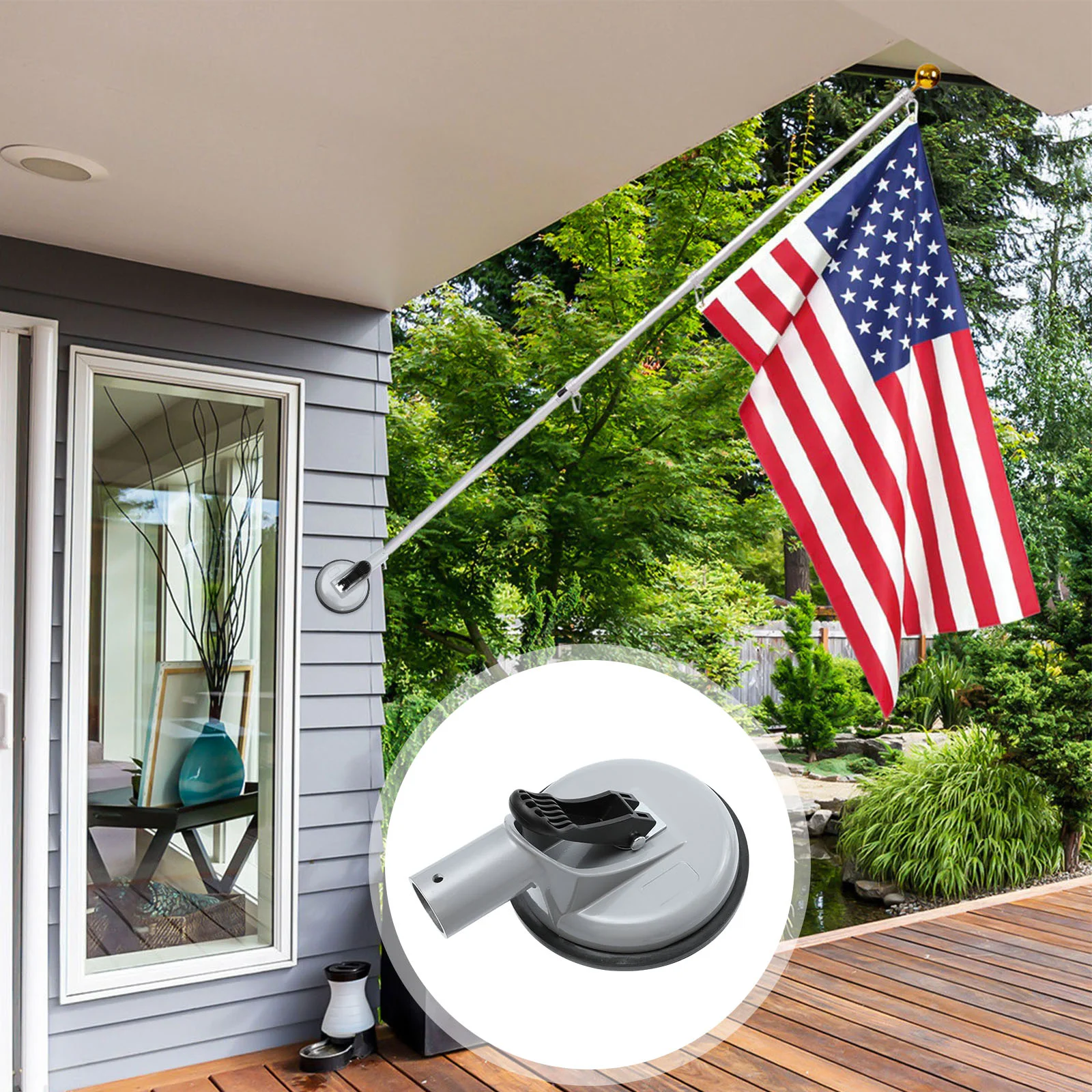 

1pc Universal Flag Pole Bracket Heavy Duty Practical Flagpole Display Holder Mast