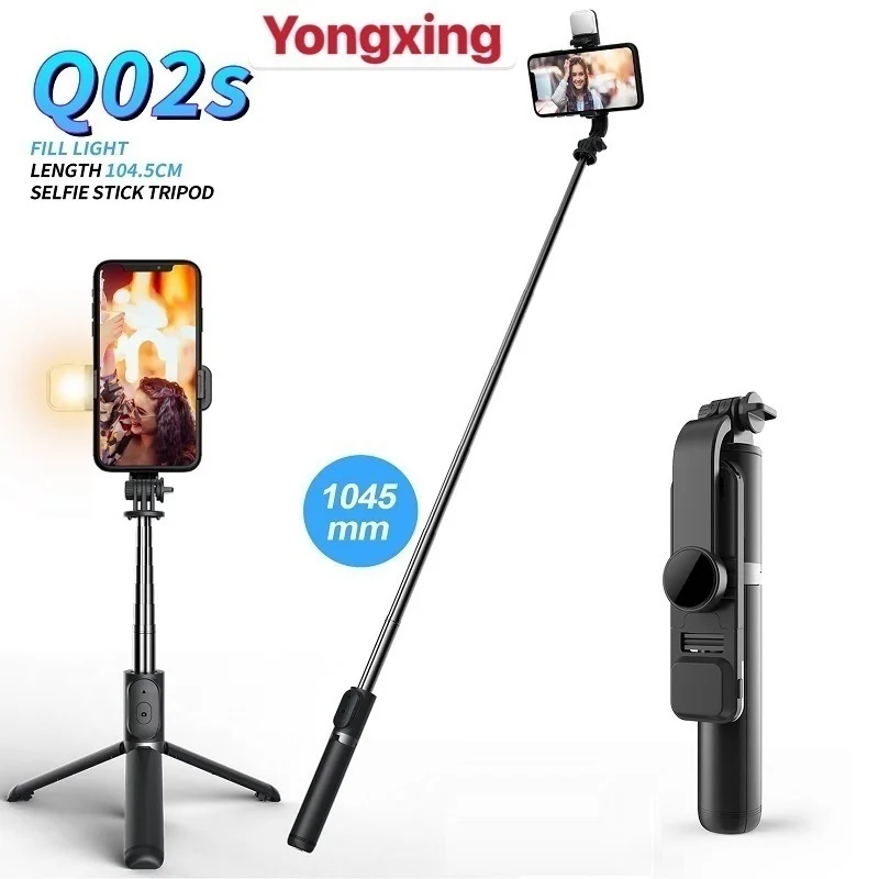 

YONGXING Wireless bluetooth selfie stick foldable mini tripod with fill light shutter remote control for IOS Android