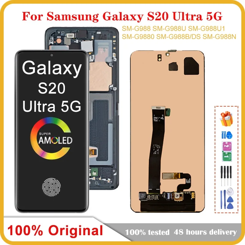 ЖК-дисплей с сенсорным экраном OLED 6,9 дюйма для Samsung Galaxy S20 Ultra, ЖК-экран для Galaxy S20Ultra, G988, G988F, G988B/DS