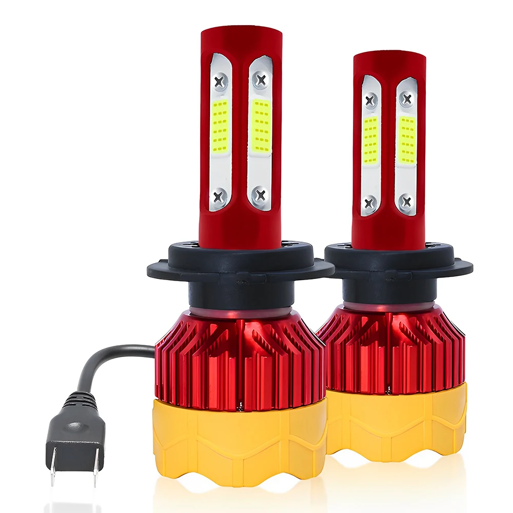 

4 Sides H7 LED Car Headlight Bulbs - 12V 24W 8000LM 6500K Automobiles Light Lamps