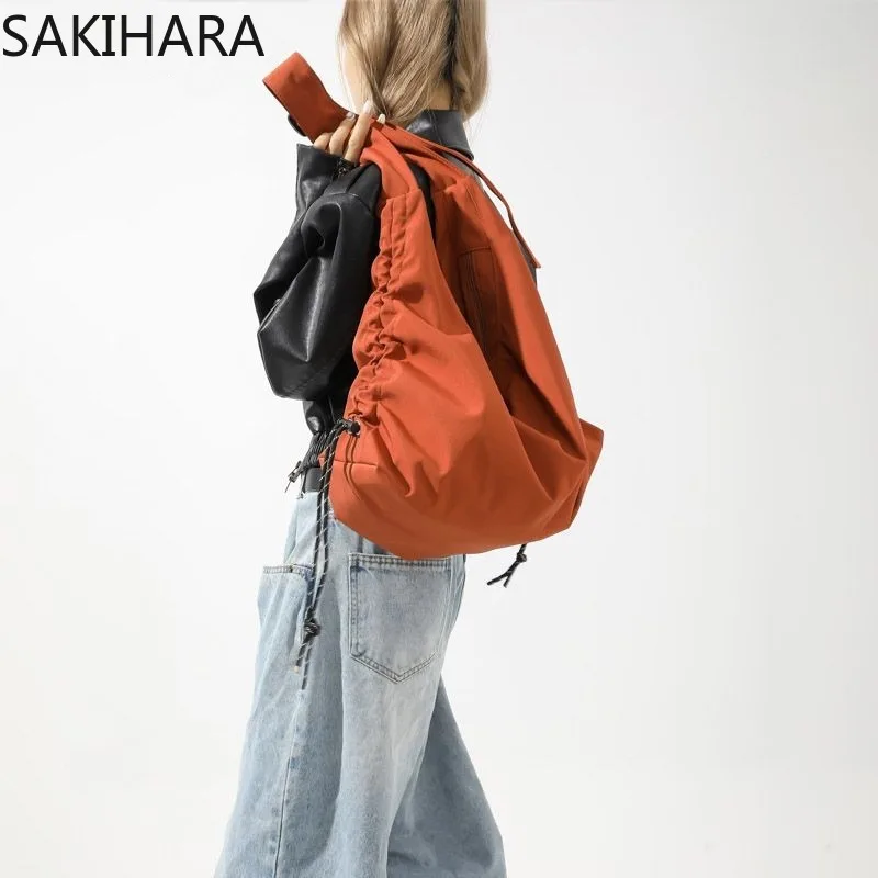 Корейские сумки через плечо для студентов вместительные повседневные на шнурке