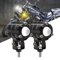 led motorcycle headlight auxiliary light drl universal dual color off road spotlight highlow beam fog lamp for motorbike atv
