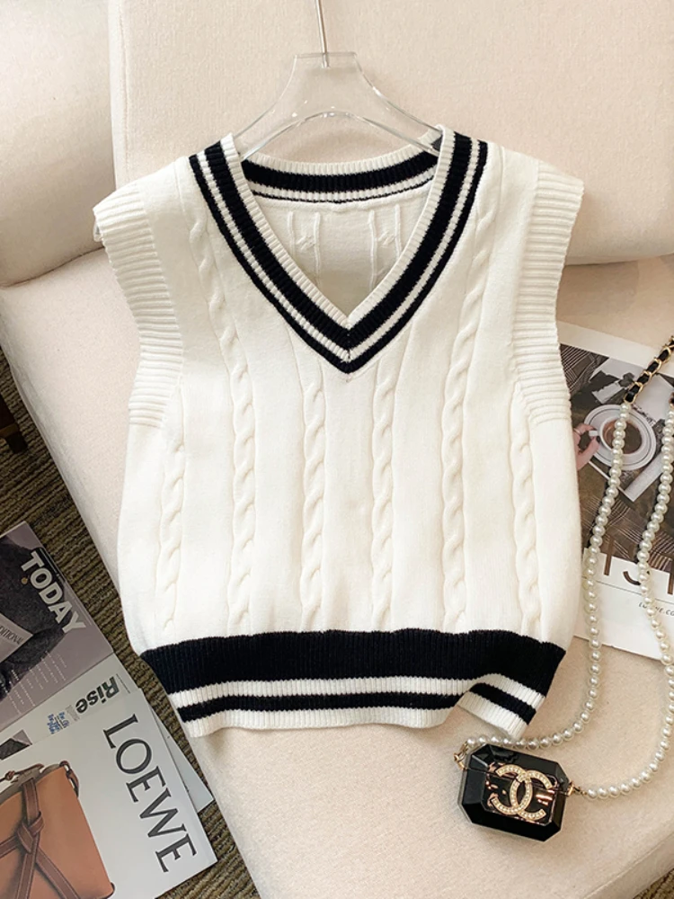 Новинка 2023 года весна-осень женский корейский стиль свитер без рукавов с