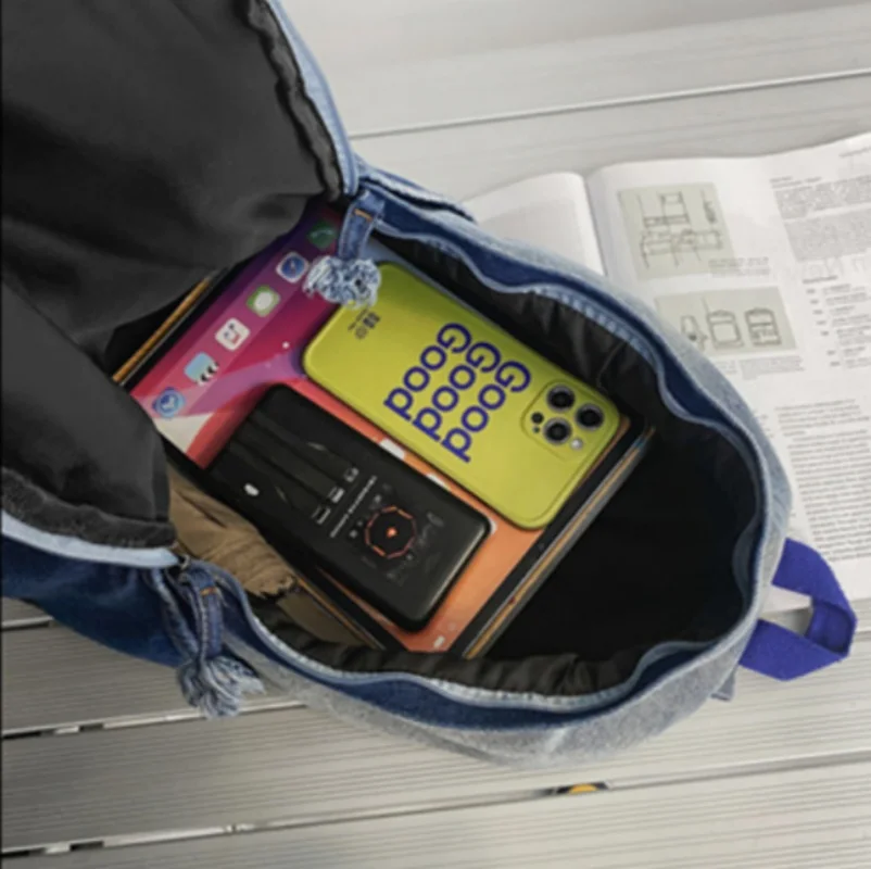 Новый вместительный Джинсовый Рюкзак с персонализированным именем джинсовый