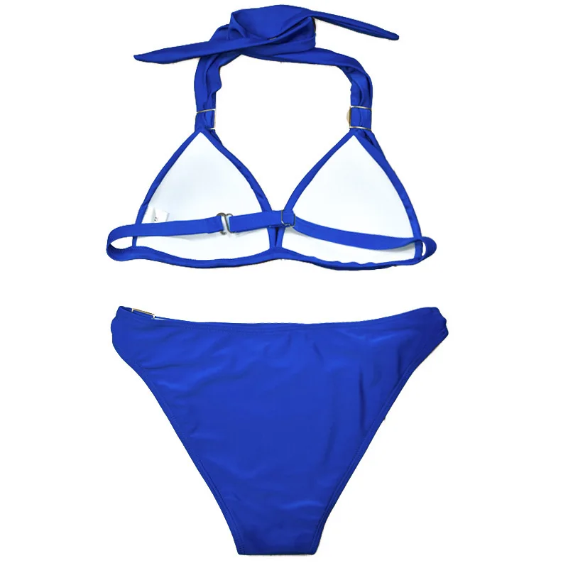 Swimsuit Triangle Bikini Set Women Swimwear Halter Bathing Suits Bandage Beachwear Pcs Sexy Summer  Bra Tie Side String Thong Be