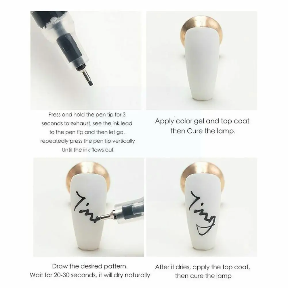

1pcs Black White Nail Art Pen Brush Painting Tools Liner Art Nail Accesories Quick Dry Manicure Manicure Tools Flo F9l5