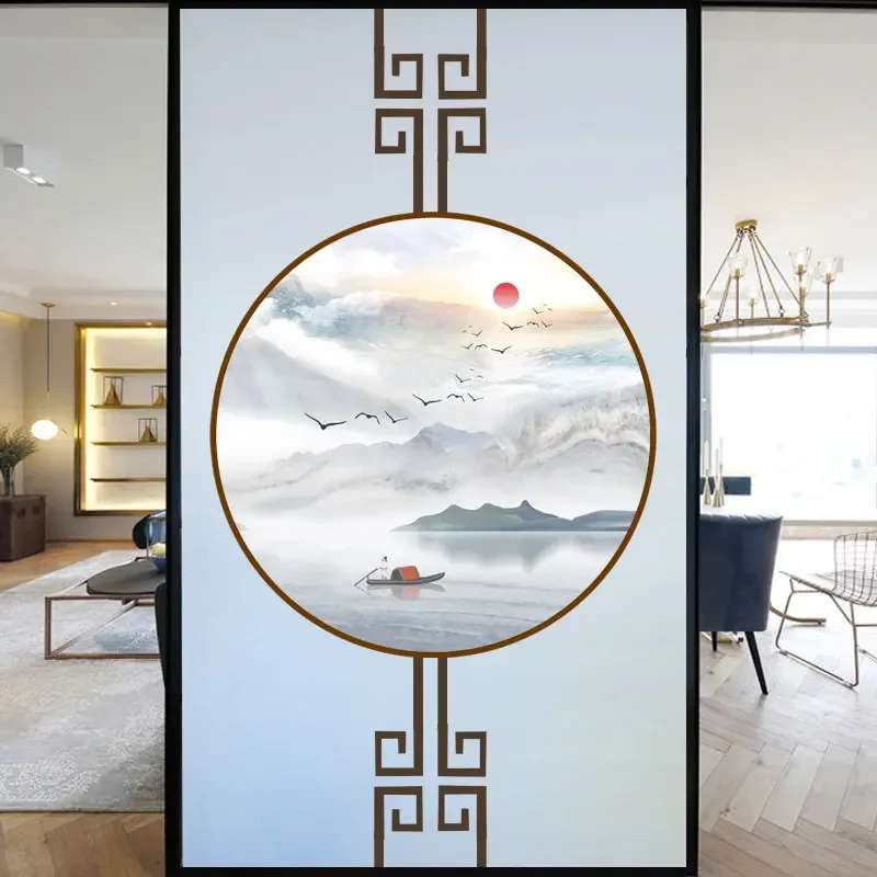 

Статическая пленка для окон LXDWEI Китайская классическая живопись