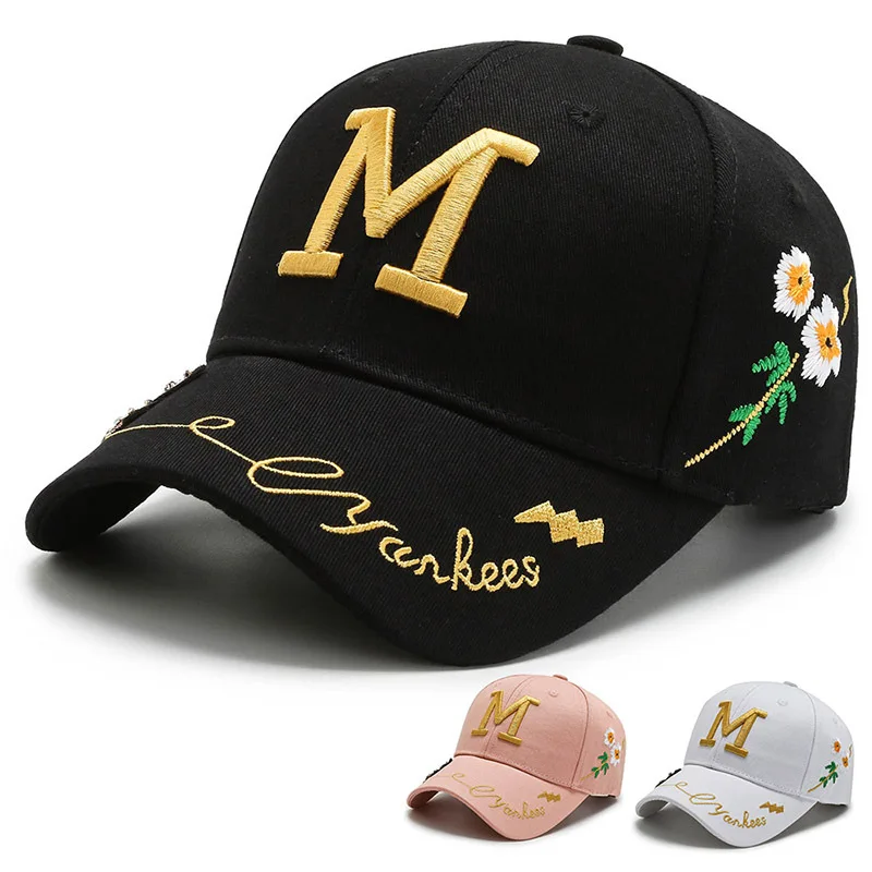 

GQILYYBZ band fashion temperament embroidery M letter spring and autumn baseball cap female korean sun hats hip hop caps male