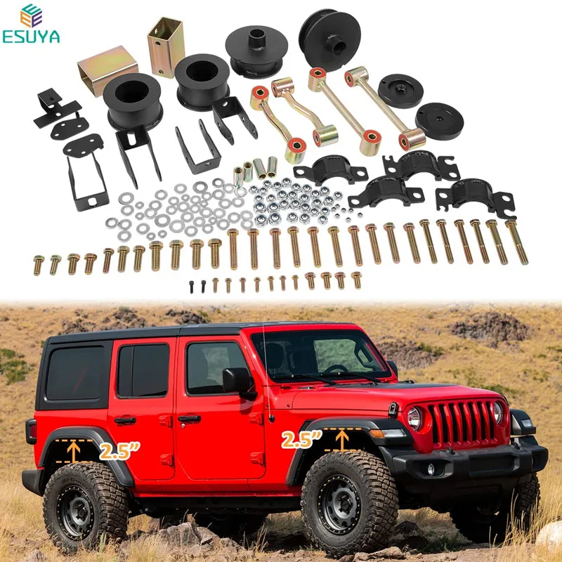 

ESUYA 2.5" Front and Rear Suspension Leveling Kits with Coil Spring Spacers with Sway Bar Link for Jeep Wrangler JL 2/4 Door