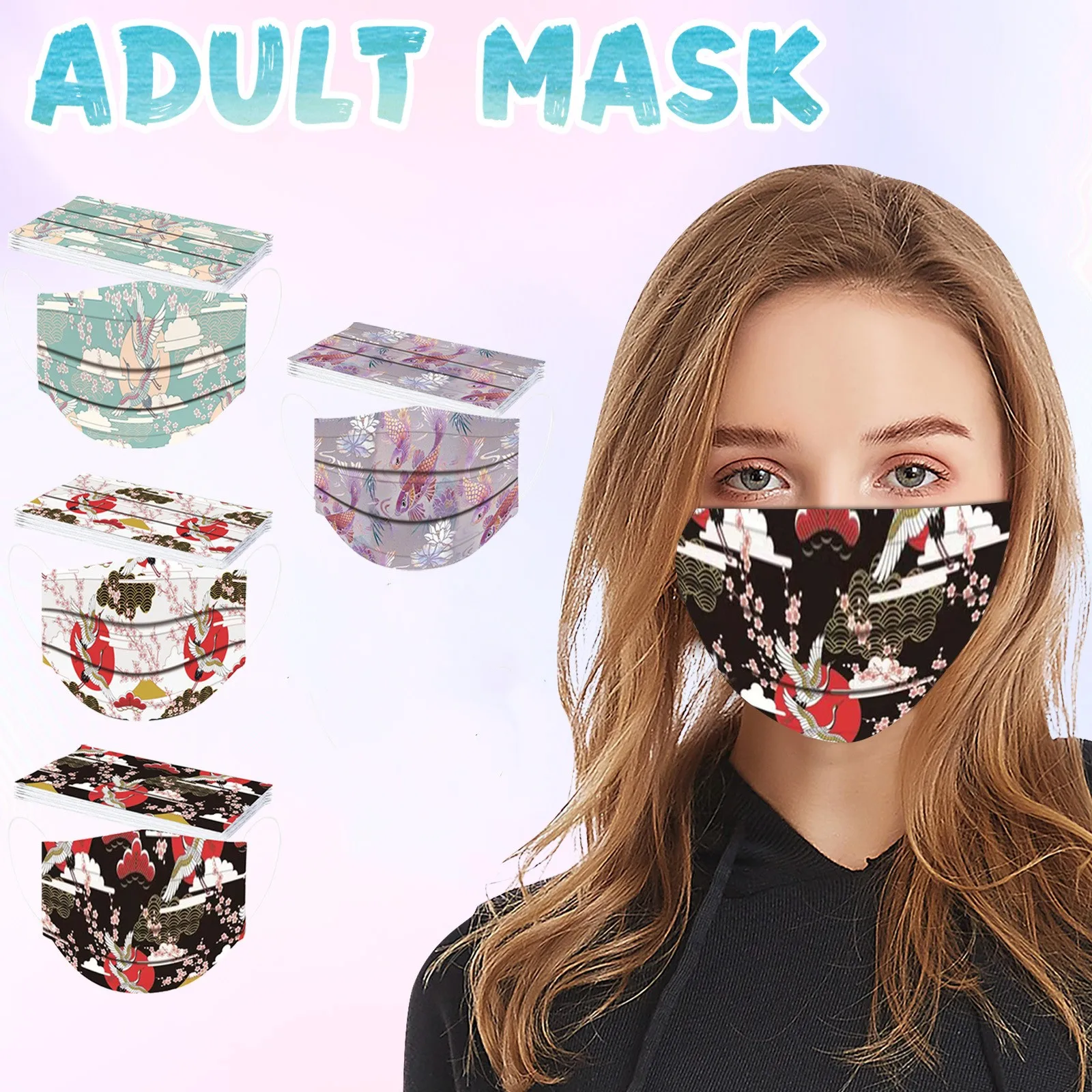 

30pc Adult Disposable Face Mask Halloween Cosplay Industrial 3ply Non-woven Ear Loop Mouth Mask Protection Face Mascarillas