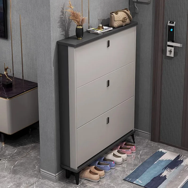 

Narrow Space Saving Shoe Cabinets Vertical Ultra Thin Stylish Door Shoe Cabinets entry Organizer Schonen Kast Entrance furniture