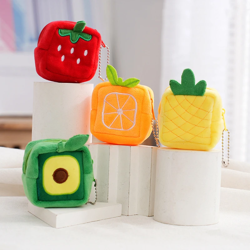 

Мультяшный милый плюшевый Кошелек для монет серии фруктов, креативный подарок для девочек на день рождения, модный трендовый Кошелек для монет в виде фруктов, женский