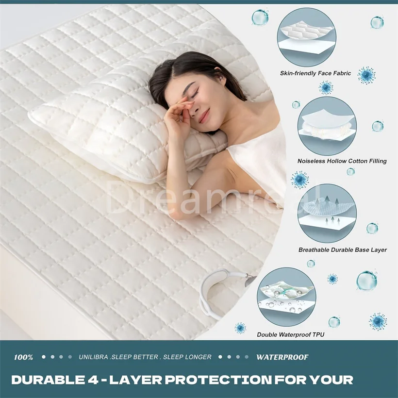 Waterproof Mattress Protector Soft Breathable 100% Pad Cover Soybean Bedspread Durable Non-Slip Bed