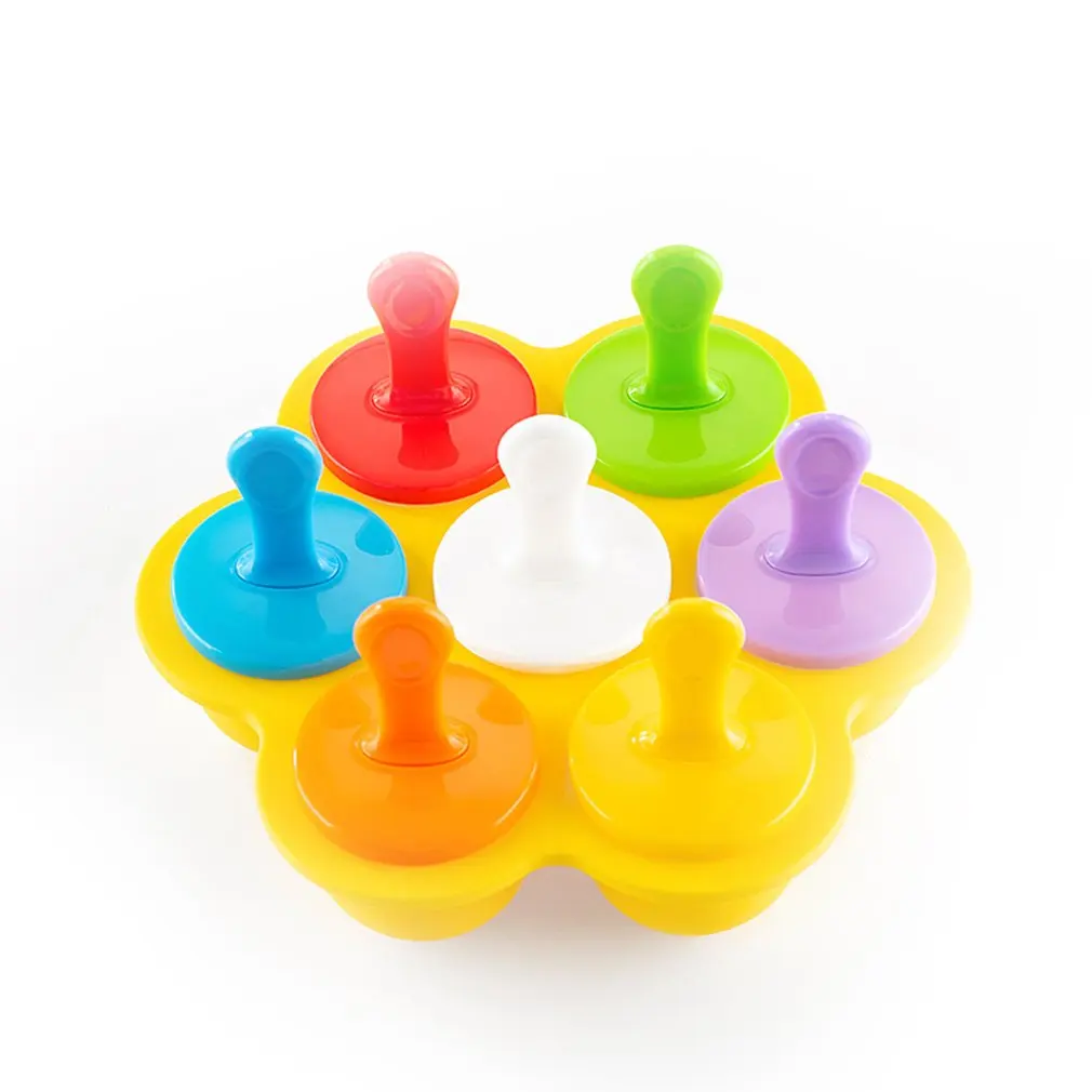 

7 Holes Silicone Mini Ice Pops Mold Ice Cream Ball Lolly Maker Popsicle Molds Baby Diy Food Fruit Shake Ice Cream Mold