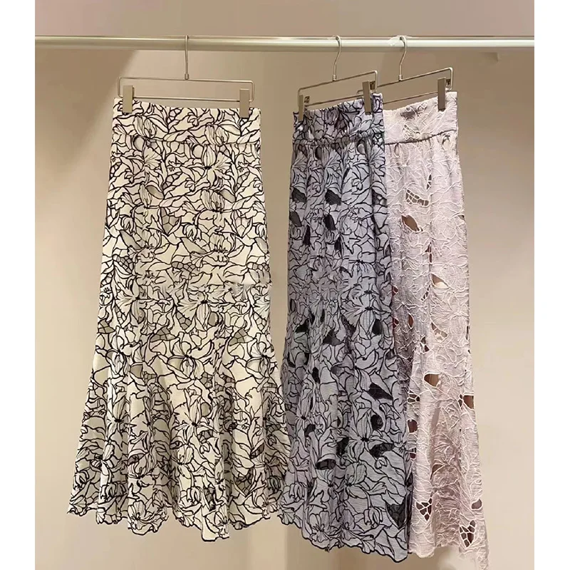 

Юбка-годе Женская кружевная с высокой талией и цветочной вышивкой