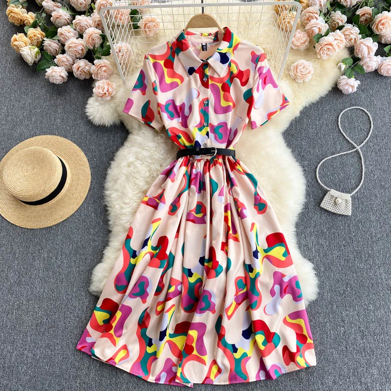 

Women's Clothing Dresses For Women 2022 Summer New Design Sense Niche Palette Color Matching High-end Temperament Dress Woman