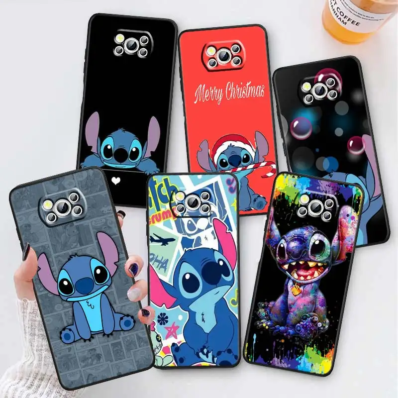 

Disney Carton Lilo Stitch Phone Case For Xiaomi Mi Poco X5 X4 X3 NFC F5 F4 F3 GT M5 M5s M4 M3 Pro 5G Black Soft TPU Capa