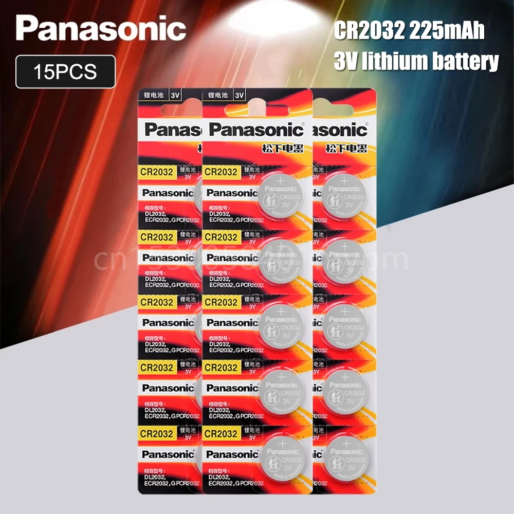 

Panasonic Original 15pcs/lot cr 2032 Button Cell Batteries 3V Coin Lithium Battery For Watch Remote Control Calculator cr2032