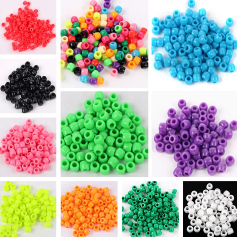 

7mm Large Hole Solid Color Acrylic Ball Beads DIY Jewelry Party Decoration Hair Accessories 50pcs