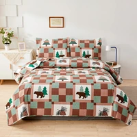 lodge quilt set fullqueen size rustic cabin bedspread coverlet bear bedding set reversible animal printed bedcover
