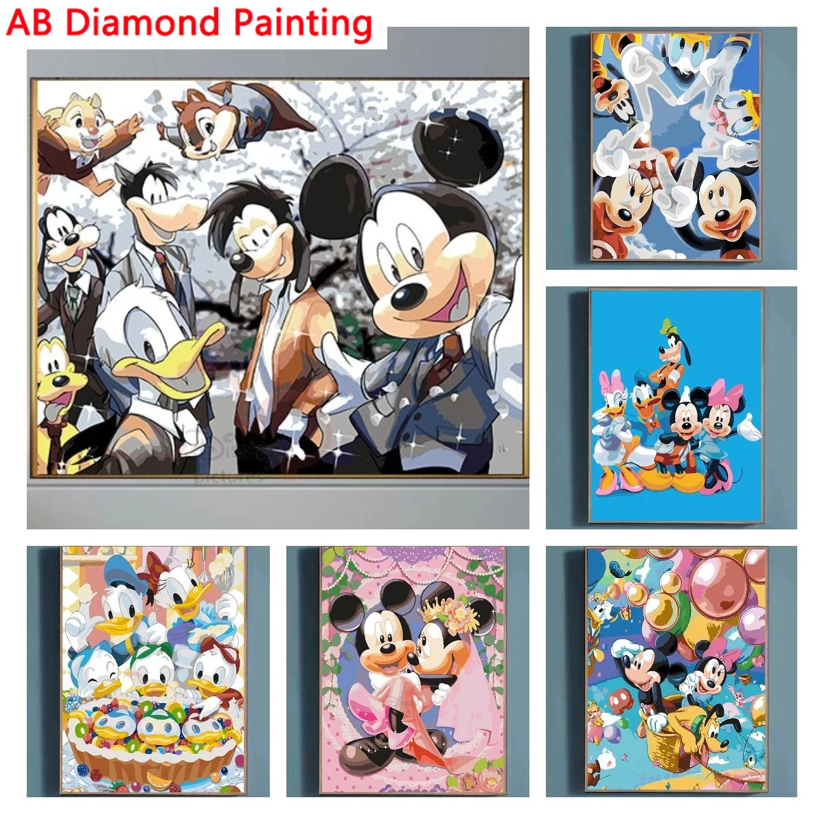 

Mickey Mouse Donald Duck AB DIY Mosaic Diamond Cross Stitch Movie 5D DIY Diamond Embroidery Disney Painting Home Decor