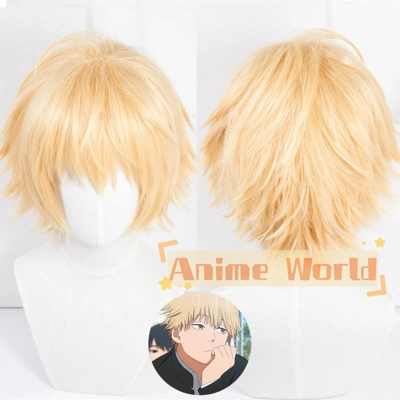 

Chainsaw Man Denji Golden Cosplay Wig Halloween Synthetic Hair Heat