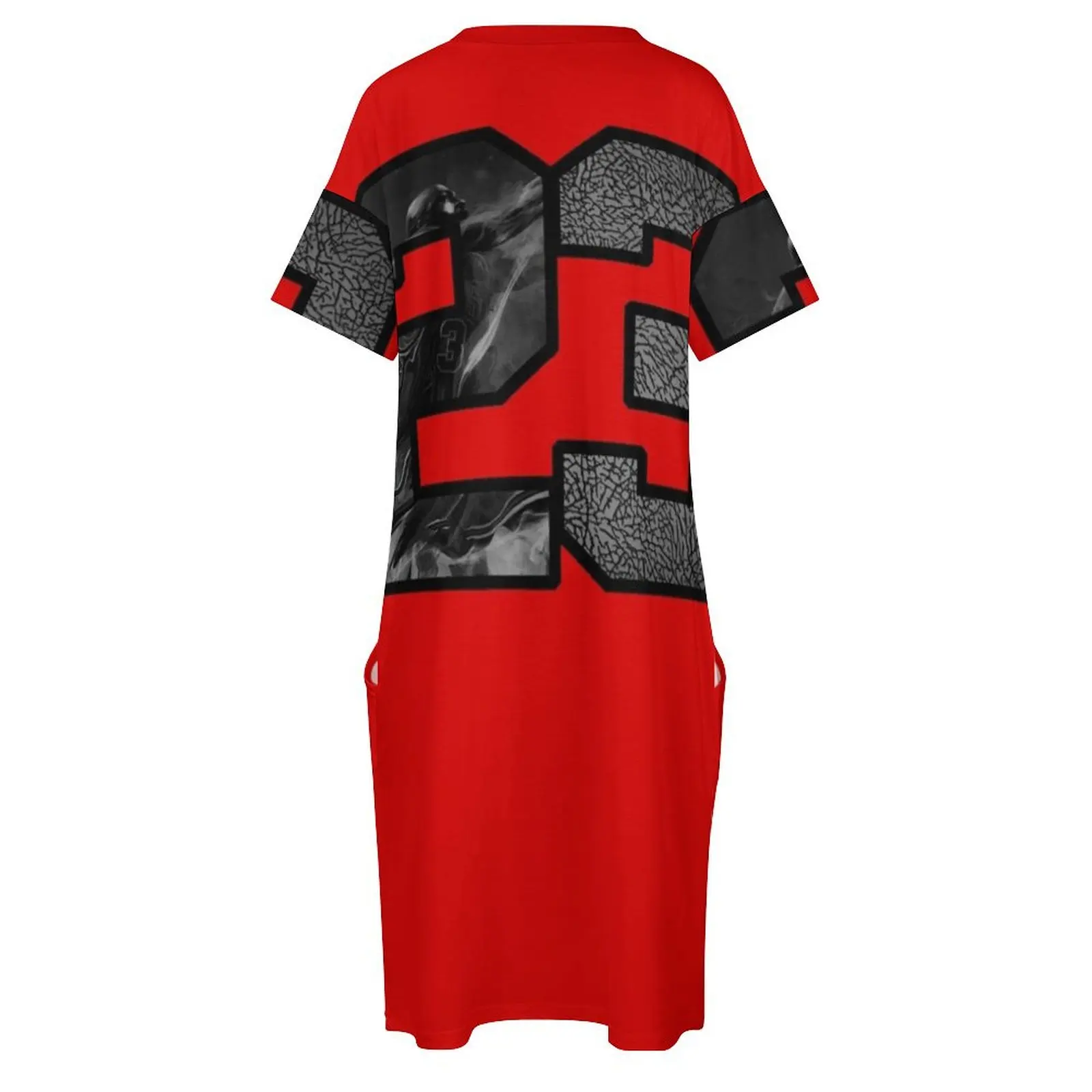 Свободное платье с карманами из полиэстера