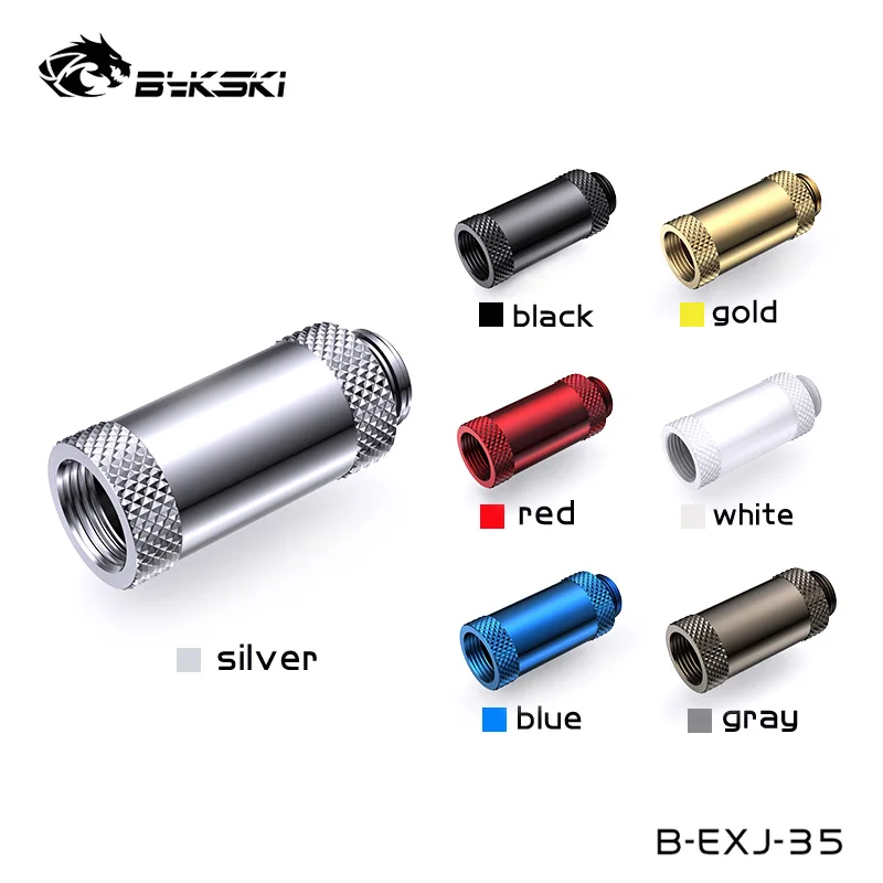 

Bykski мужские и женские удлинительные фитинги 35 мм черные, серебряные, золотые, белые, красные, синие аксессуары для водяного охлаждения, G1/4 ",...