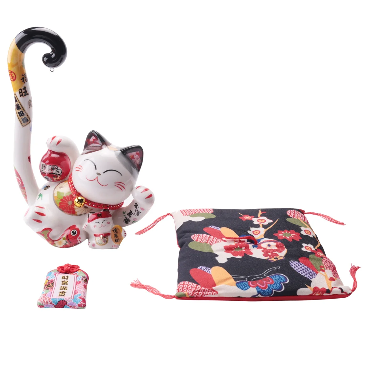 

8,6 дюймовый керамический кошка на удачу, кошка, копилка для монет, японский длинный хвост, кот удачи, фэн-шуй, домашний декор, а