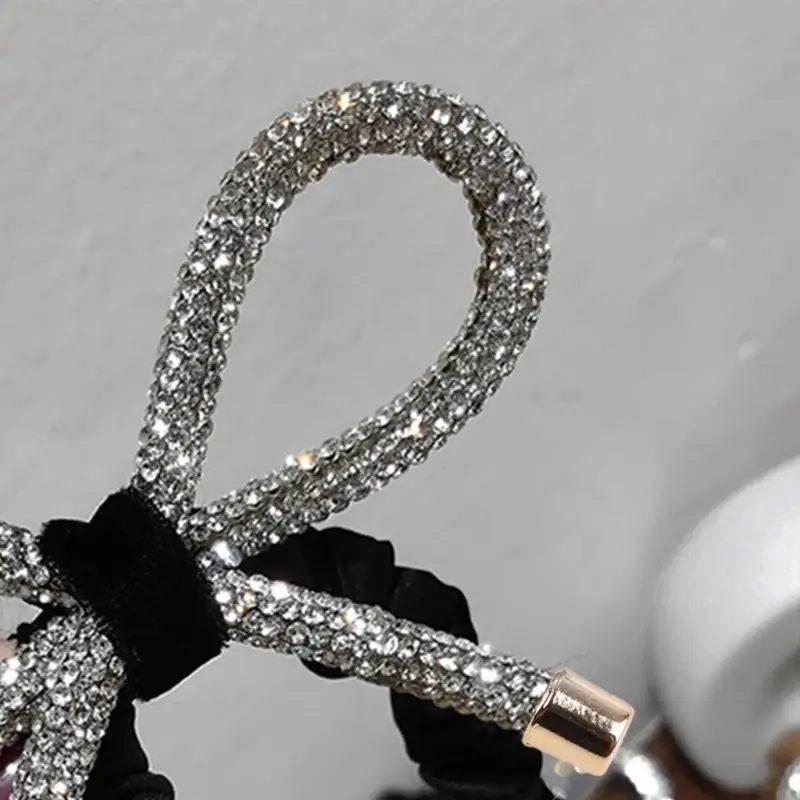 P0RF для завязок волос с бантиком и стразами веревка блестящая эластичная