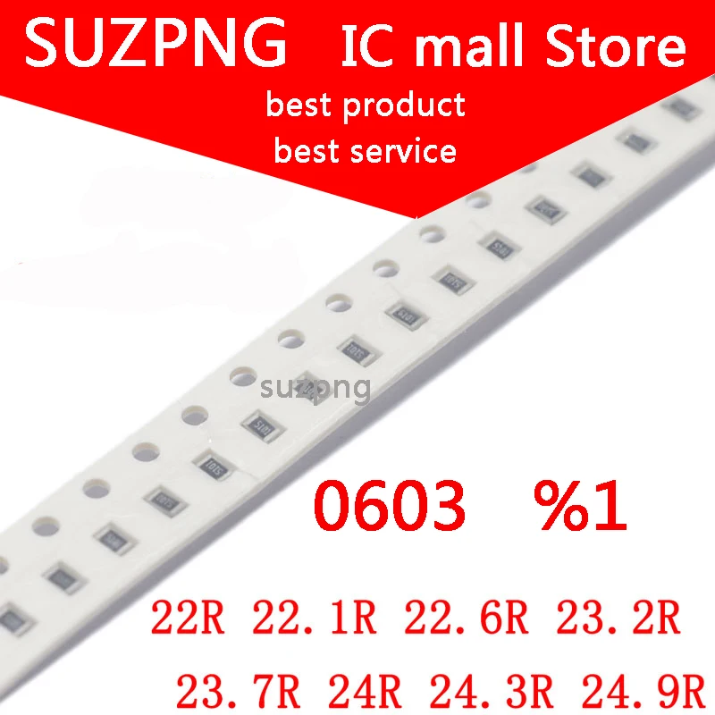 

100 шт. 0603 SMD резистор 22R 22.1R 22.6R 23.2R 23.7R 24R 24.3R 24.9R Φ