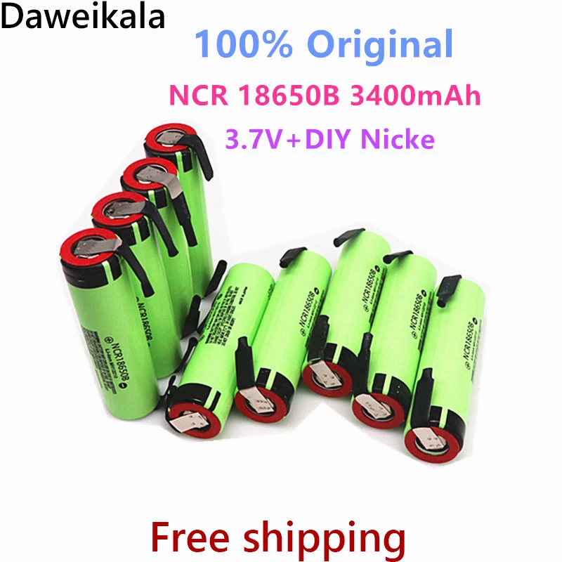 

10pcs/Lot 100% Original NCR18650B 3400mAh battery 3.7V Rechargeable Li-ion 3.7V 18650 battery 3400mAh+DIY Nicke+Free shipping