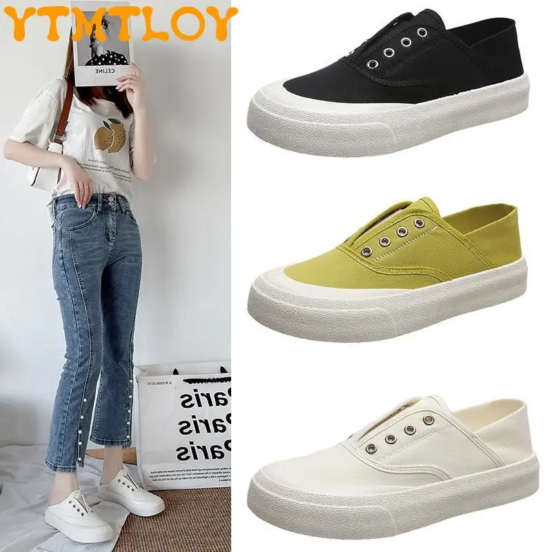 

2022 Spring And Summer New Thick-soled Two-wear Canvas Shoes Overshoes Women's Small White Shoes Ugly Cute Lolita Shoes