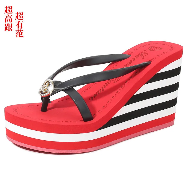 

House Slippers Platform Female Shoes Summer Clogs Woman Slides Heeled Mules Lady Jelly Flip Flops Flip-Flops 2023 Beach High Fla