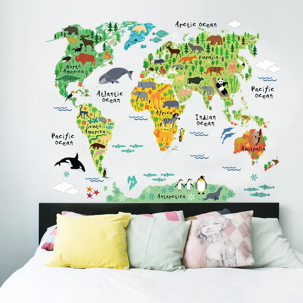 

Colorful World Map Wall Sticker Home Decor Wall Decal Vinyl Art Kids Room Office Wallpapers