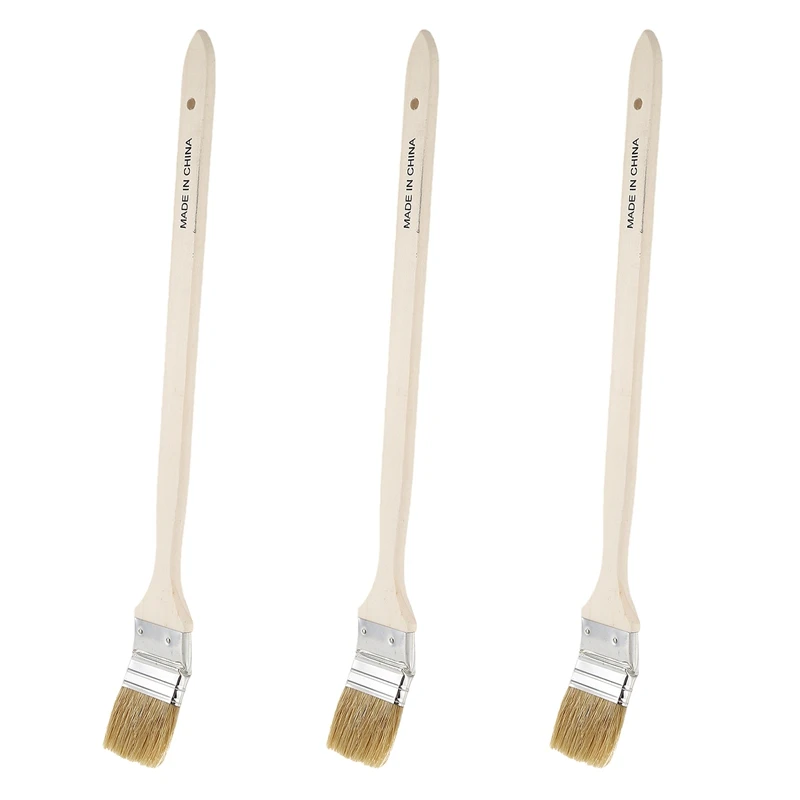 

3X 2 Inch Wide Wooden Handle Metal Ferrule Faux Bristle Head Radiator Brush