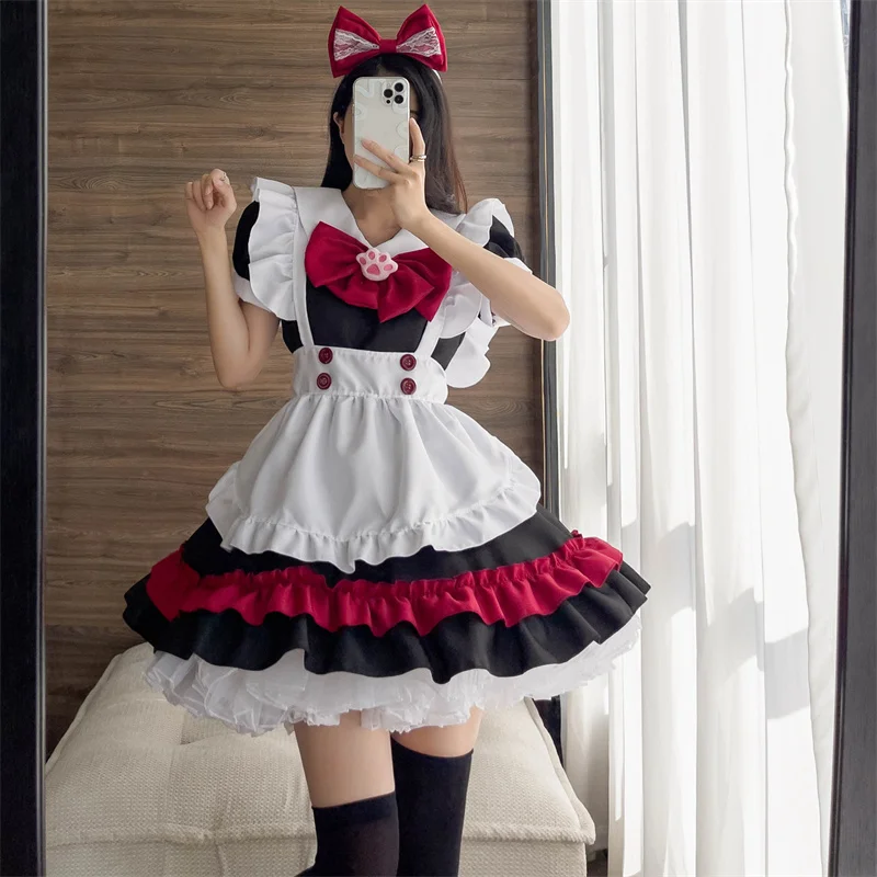 

HAYA Plus Size Cosplay Halloween Vampire Little Devil Maid Lolita Gothic White Red Maid Cosplay Anime Role-playing Lolita Dress